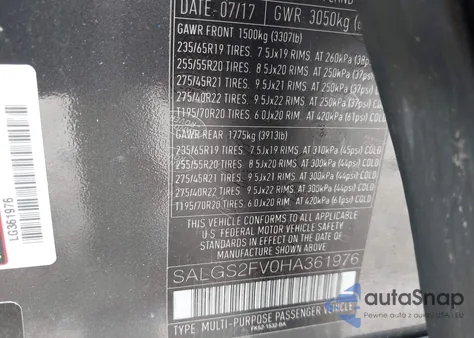 2017 Land Rover Range Rover 3.0L V6 Supercharged Hse from USA, damaged, VIN SALGS2FV0HA361976